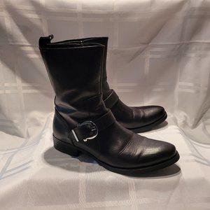 Riancess Men's Black Leather Zip Buckle Boot - Size EU 41